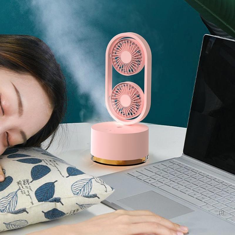 Portable Head Humidifier Fan – Rotatable USB Cooling Air Device with Adjustable Mist and Wide-Angle Personal Comfort for Summer