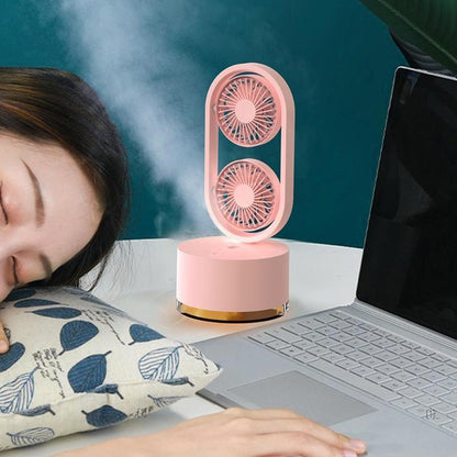 Portable Head Humidifier Fan – Rotatable USB Cooling Air Device with Adjustable Mist and Wide-Angle Personal Comfort for Summer