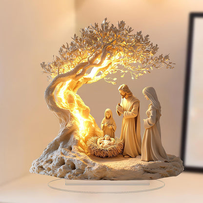 Nativity Jesus Birth Figurine – 2D Acrylic Christmas Statue Ornament for Home, Office, Church Decor, and Holiday Collectible Displays