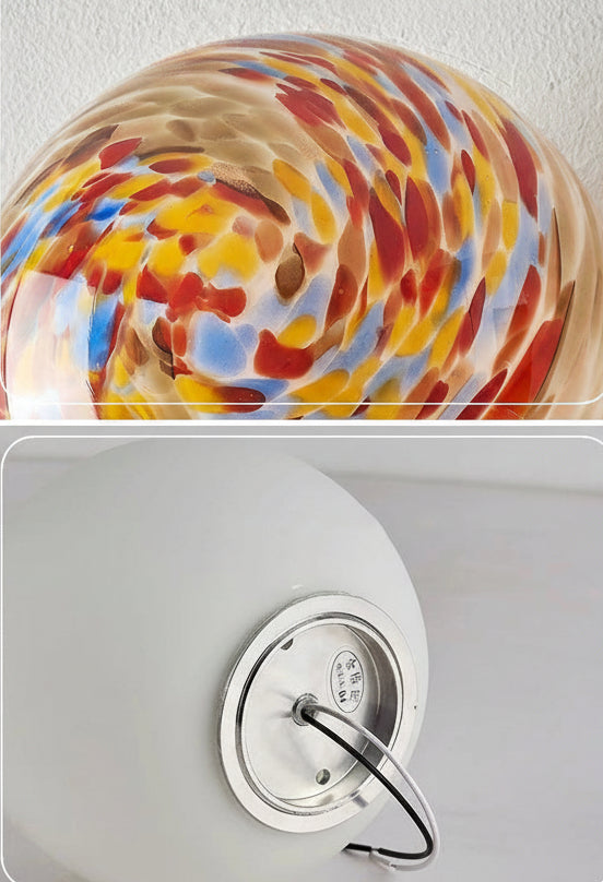 Stained Glass Globe Wall Lamp – Concealed-Base Round Ball Sconce for Bedrooms, Bedside Areas, Living Rooms and Warm Artistic Ambience