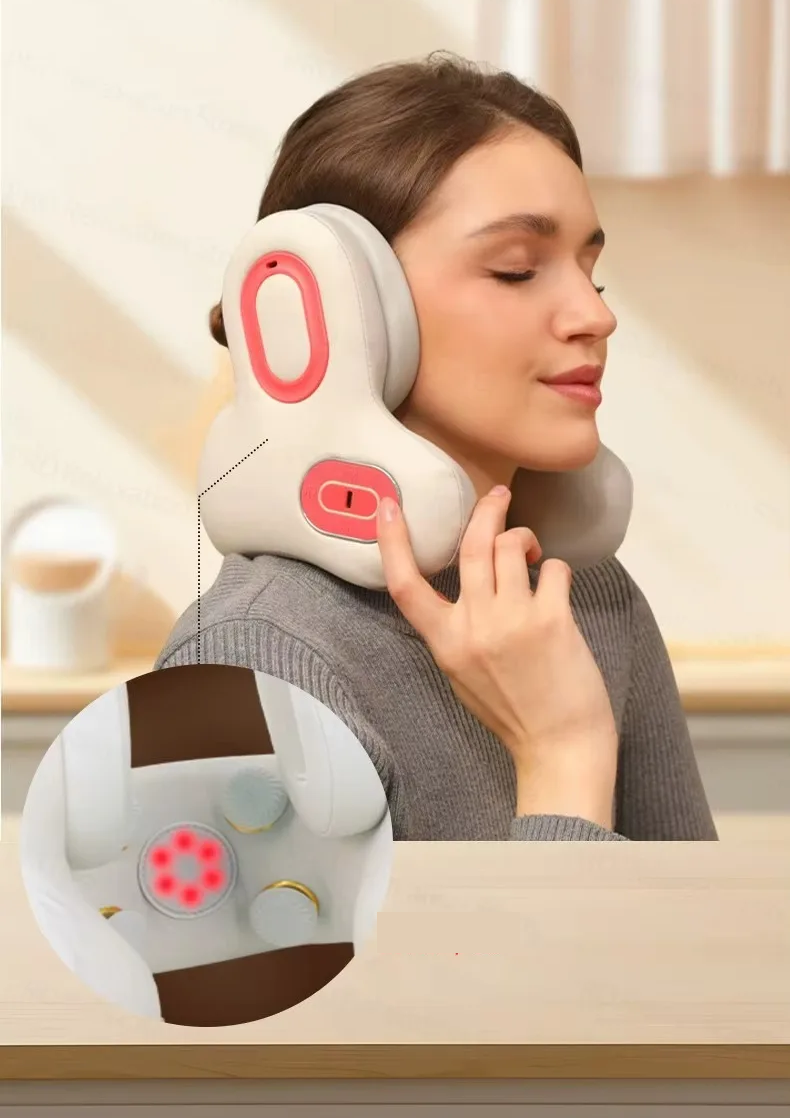 Music Wireless Bluetooth U-Shape Massage Pillow – Vibration Headrest with Noise Reduction for Home, Office, Car & Travel Comfort Support