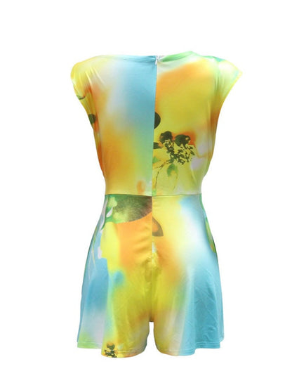 Women’s Boho Tropical Romper – Off-Shoulder Floral Jumpsuit with V-Neck & Wide Legs, Perfect for Parties, Vacations, Beachwear & Club Outfits