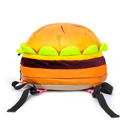 Cartoon Hamburger Backpack – Large-Capacity Cheeseburger Daypack with Shoulder Strap, Fashionable Travel Messenger Bag for School, Work & Outdoor Adventures