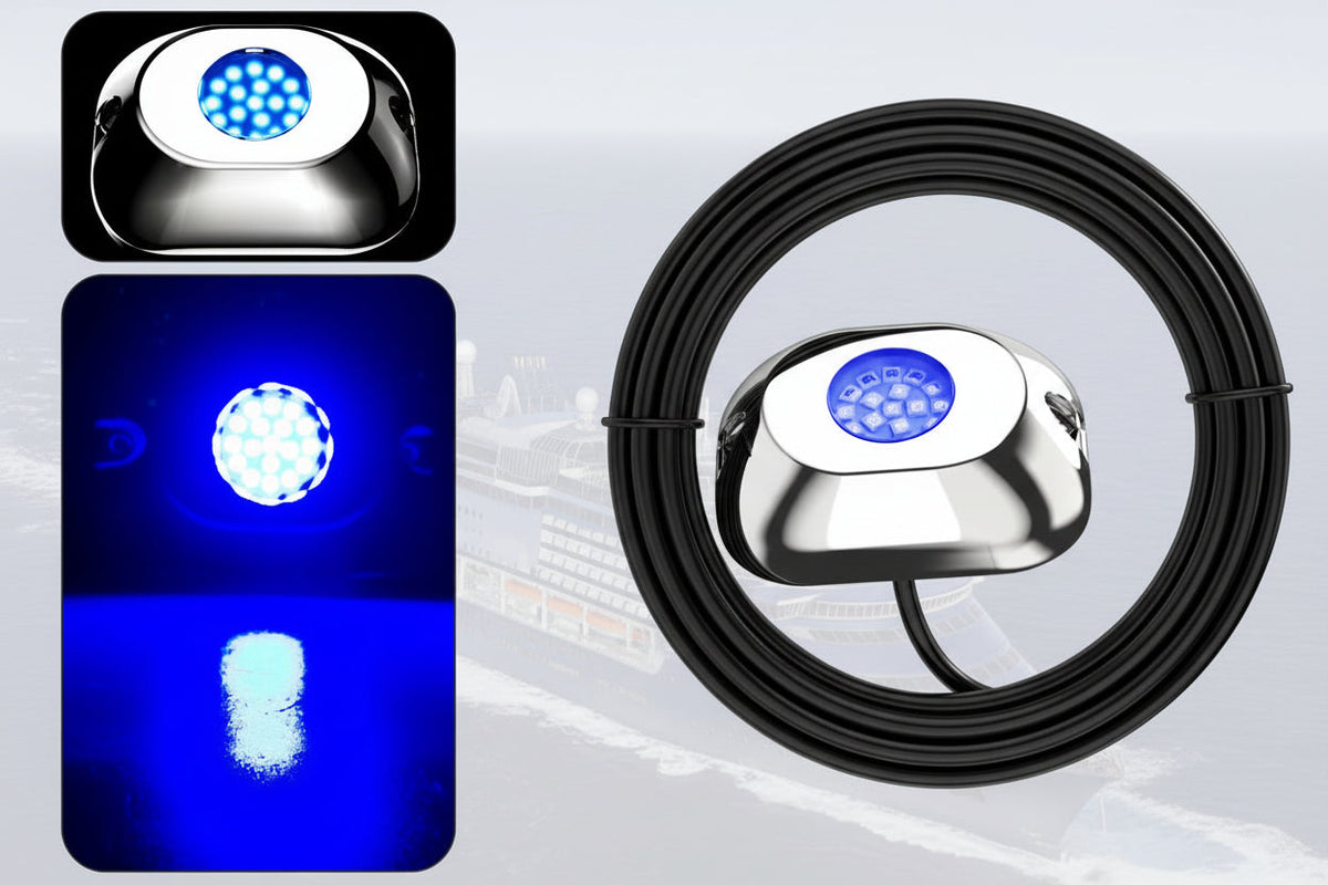 Marine Underwater Boat Light – Waterproof 10-30V Transom LED Lamp for Yachts and Pontoon Boats with Bright Tail and Accent Illumination