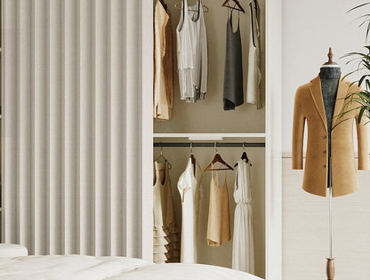 Blackout Door Curtain – Accordion Folding Room Divider Curtain for Doorways & Closets, Pleated Fabric Panel with Hooks