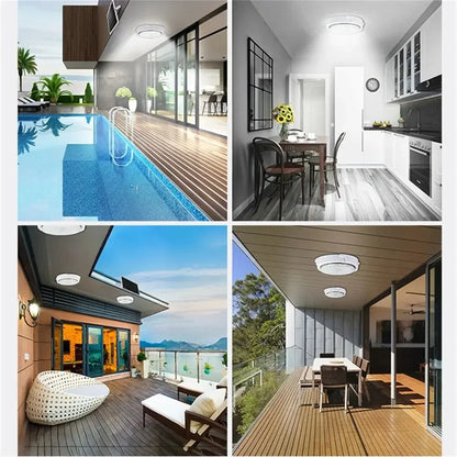 LED Solar Ceiling Light with Remote – Dimmable Indoor & Outdoor Ceiling Lamp for Bedroom, Corridor, Garden with Timer Control