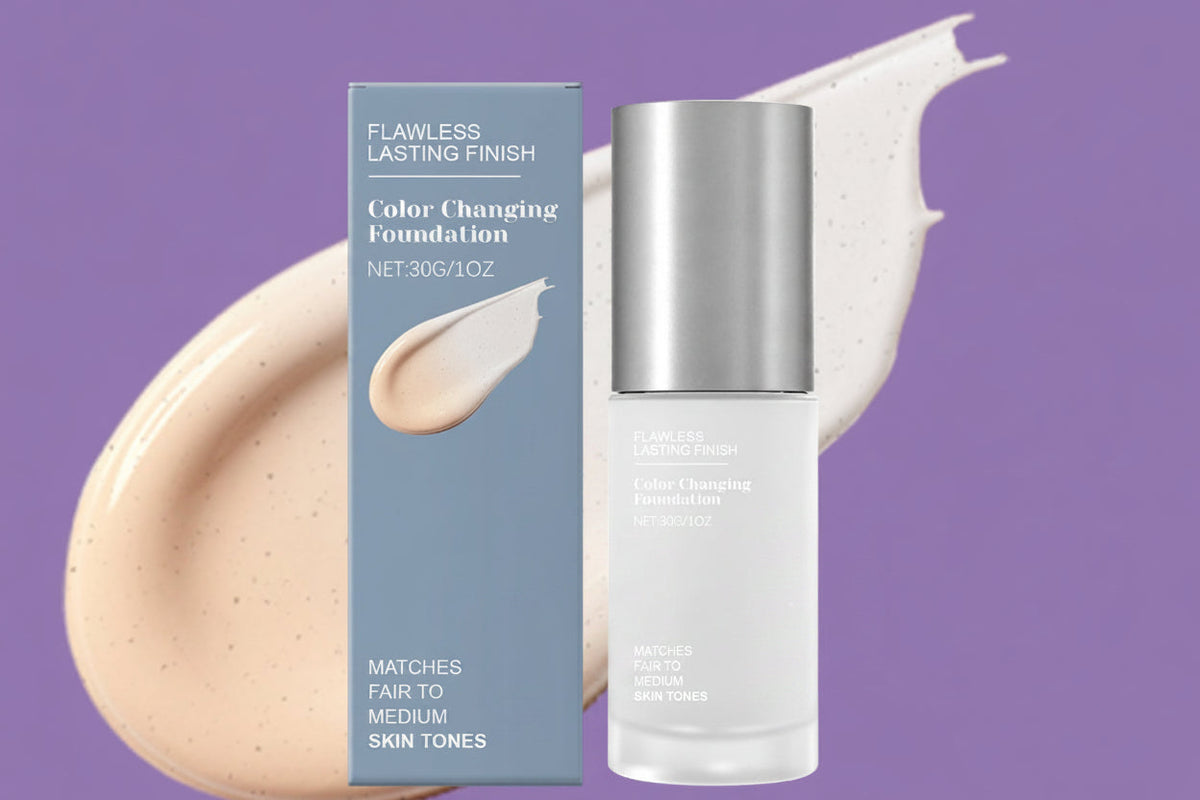 Color-Changing Foundation – Full-Coverage Lightweight Face Makeup that Brightens, Conceals Pores and Fine Lines for a Smooth Natural-Looking Everyday Finish