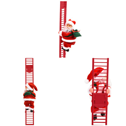 Electric Climbing Ladder Santa Claus - Musical LED Light Christmas Decor Ornament for Trees, Festive Hanging Holiday Decoration for Home & Party Displays