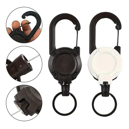 Retractable Wire Rope Keychain Holder – Anti-Theft Elastic Carabiner Hook for Backpack, Keys & Outdoor Travel Use