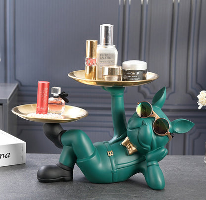 Cool Bulldog Figurine Statue - Decorative Dog Sculpture for Living Room, Office or Bedroom with Bold Personality & Charm