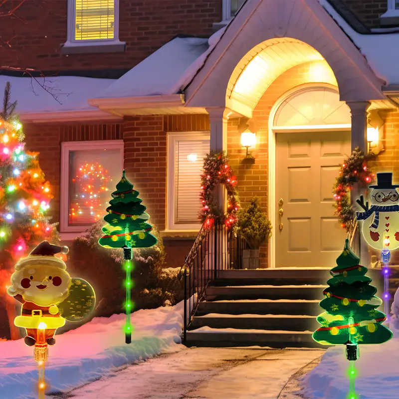 Solar Christmas Lawn Light Set – 6-Piece Santa & Reindeer Waterproof Garden Lamps for Festive Outdoor Holiday Decoration