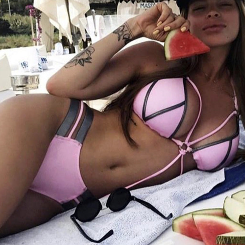 Halter Push-Up Brazilian Bikini Set – Bandage String Swimsuit for Women, Sexy Two-Piece Beachwear for 2025 Trends