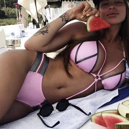 Halter Push-Up Brazilian Bikini Set – Bandage String Swimsuit for Women, Sexy Two-Piece Beachwear for 2025 Trends