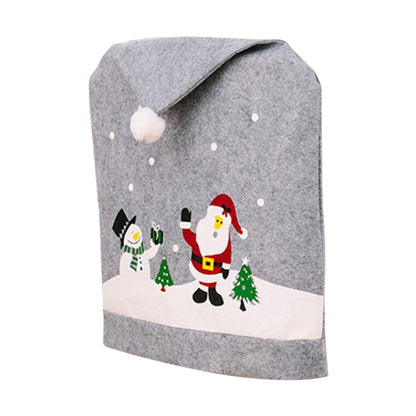 Santa Hat Chair Covers – Festive Gray Dining Chair Slipcovers for Cozy Christmas Home & Holiday Party Decoration