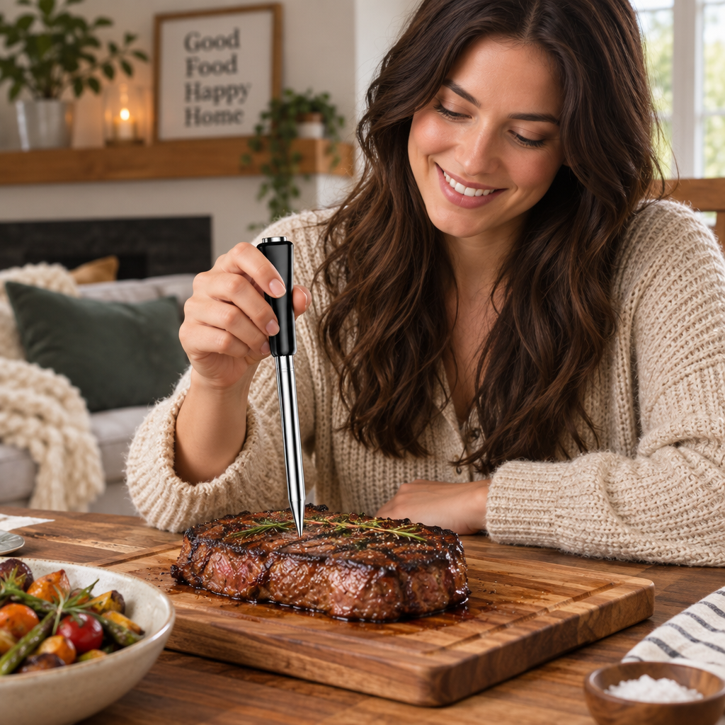 Wireless Bluetooth Meat Thermometer – Precision BBQ Temperature Gauge with Long and Short Probes for Beef, Grilling, Roasting and Everyday Cooking