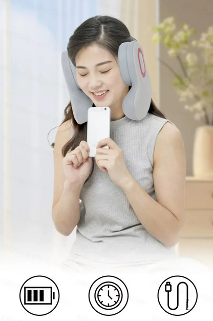 Music Wireless Bluetooth U-Shape Massage Pillow – Vibration Headrest with Noise Reduction for Home, Office, Car & Travel Comfort Support