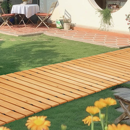 Roll-Out Wooden Garden Pathway – 8FT Weather-Resistant Non-Slip Decorative Walkway for Yards, Patios, Gardens and Easy Outdoor Landscape Upgrades