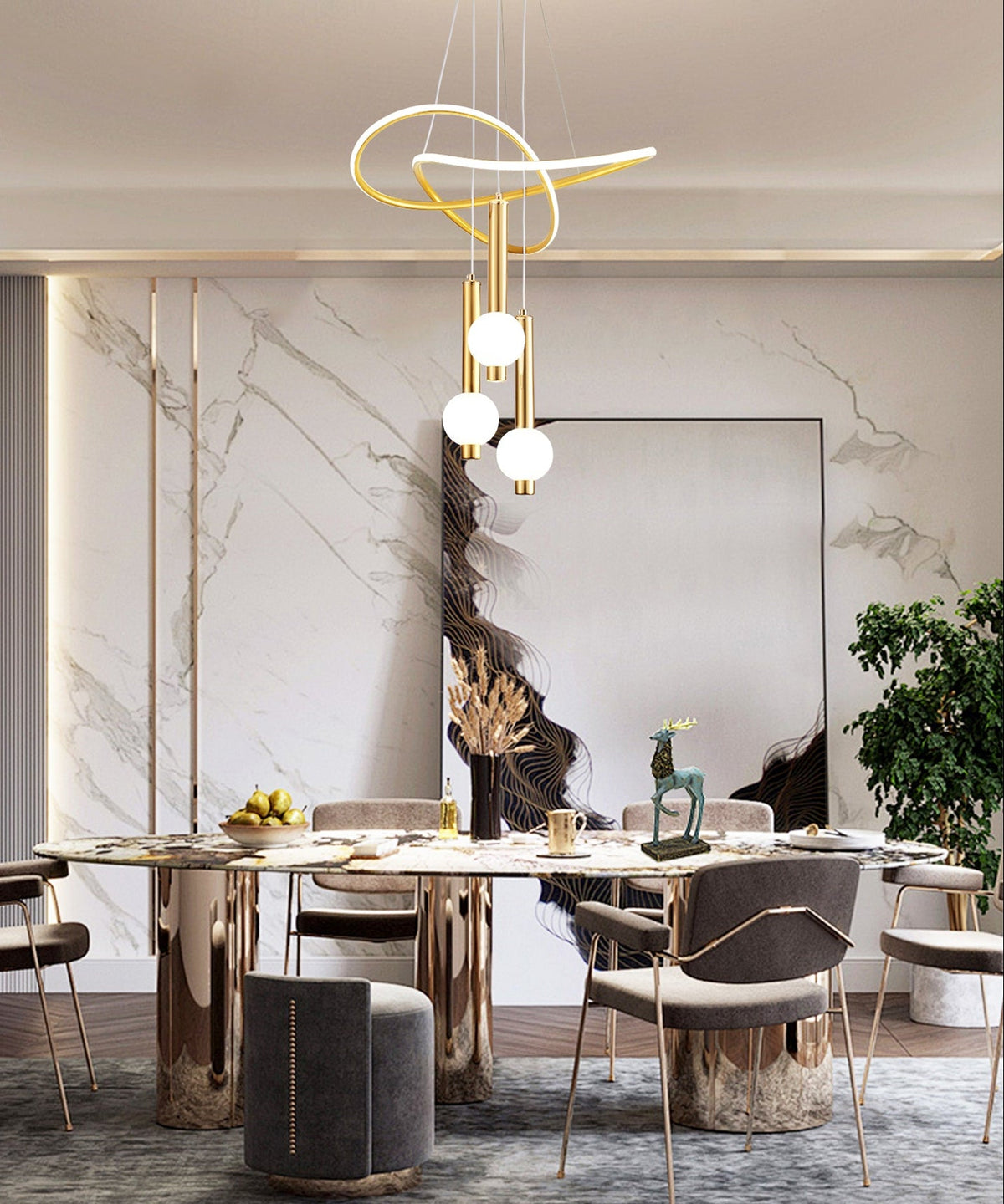 Lollipop LED Pendant Light – Adjustable Three Color Hanging Lamp with Remote Control for Dining Room, Bedroom and Modern Interiors