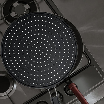 Silicone Kitchen Splatter Screen – Heat-Resistant Oil Splash Guard with Handle and Drain Board Function for Safer, Cleaner Frying and Cooking
