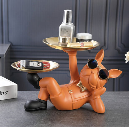 Cool Bulldog Figurine Statue - Decorative Dog Sculpture for Living Room, Office or Bedroom with Bold Personality & Charm