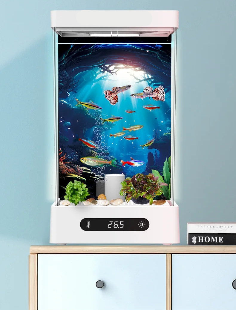 Desktop Betta Fish Tank - Self Circulating Ecological Aquarium for Small Fish, Stylish Home Office Decoration and Easy Maintenance