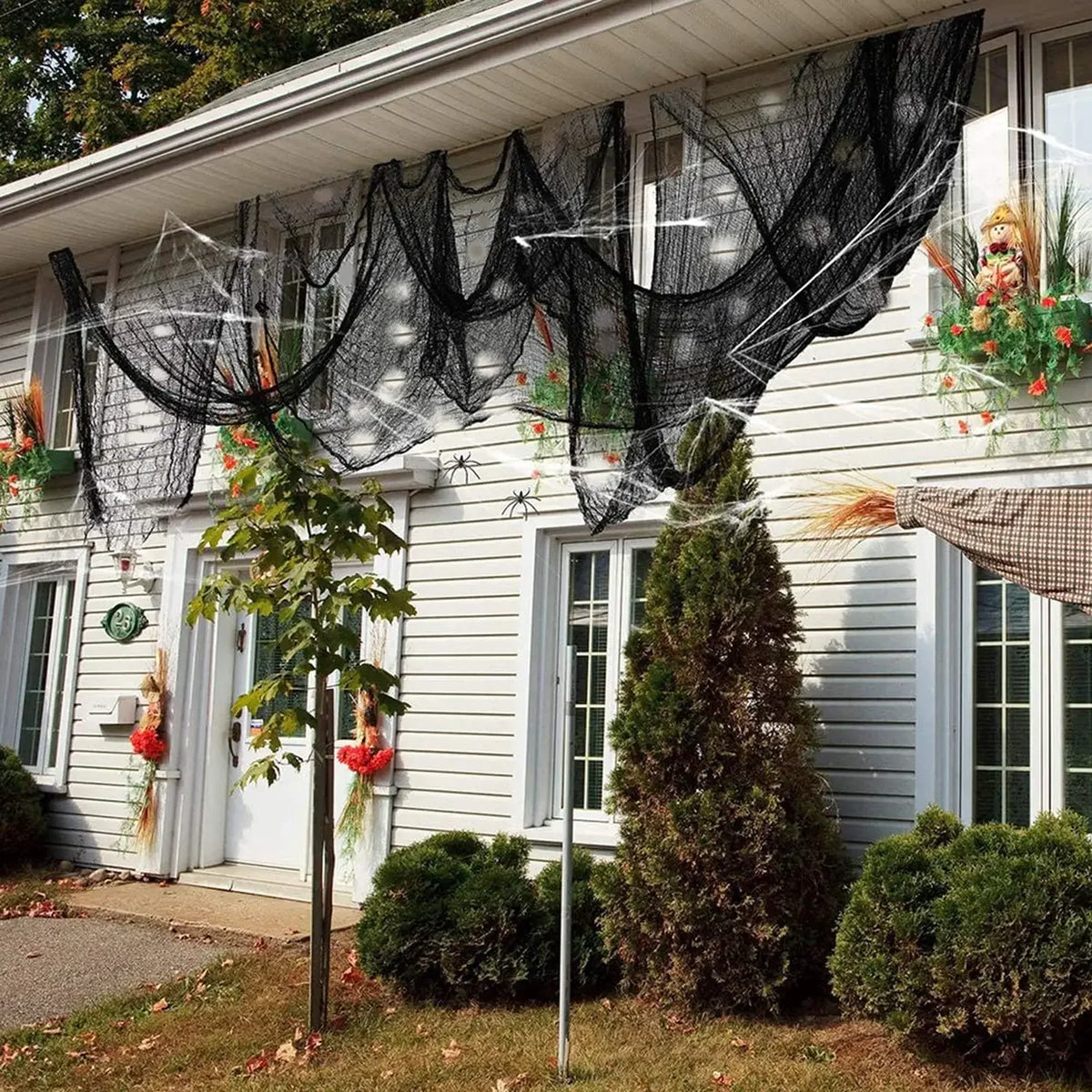 Black Creepy Halloween Gauze – 76x183CM Spooky Cloth Decoration for Windows, Tables, Doors, Haunted Houses and Horror Party Backdrops