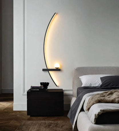 Modern LED Bedside Wall Lamp – Minimalist Art Sconce for Bedrooms, Reading Corners, Hotels and Stylish Contemporary Interior Lighting