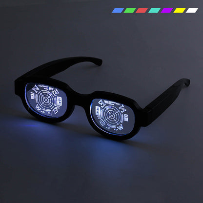 LED Luminous Punk Party Glasses – Rechargeable Colorful Light-Up Eyewear for Festivals, KTV Bars, Concerts, Nightclubs & Cosplay Events