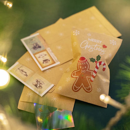 Christmas Kraft Paper Gift Bag Set – Cookie & Biscuit Wrapping Envelopes for Xmas Parties, New Year 2025 Gifts & Holiday Packaging