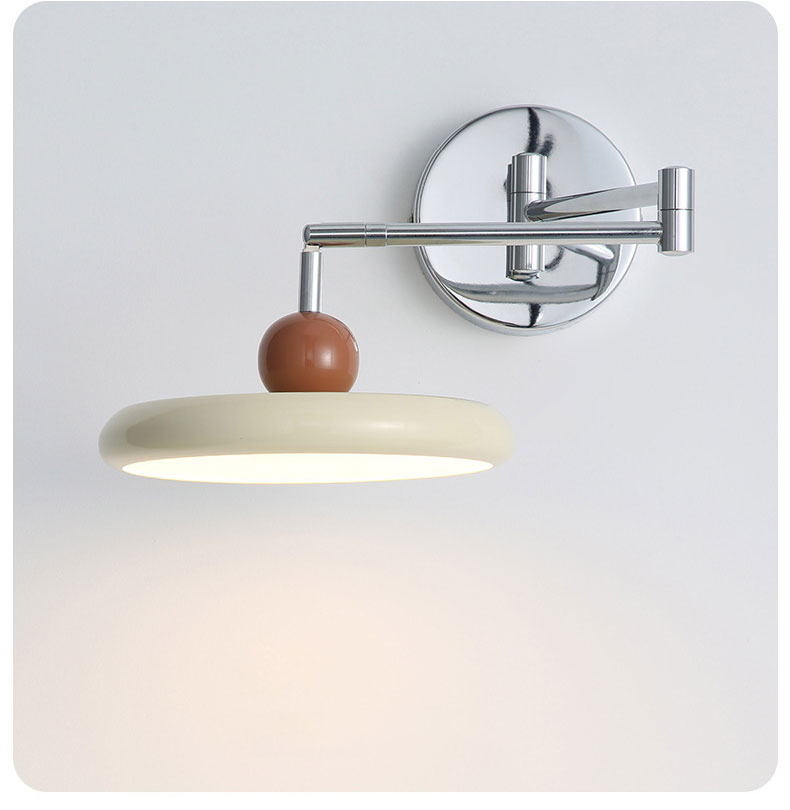French Cream Swing Arm Wall Lamp – Adjustable LED Reading Sconce for Bedrooms, Studies, Bedside Areas and Modern Minimalist Home Decor