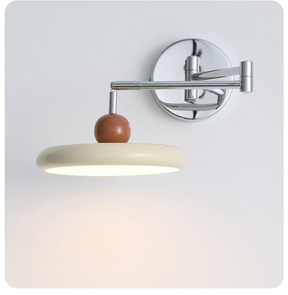 French Cream Swing Arm Wall Lamp – Adjustable LED Reading Sconce for Bedrooms, Studies, Bedside Areas and Modern Minimalist Home Decor