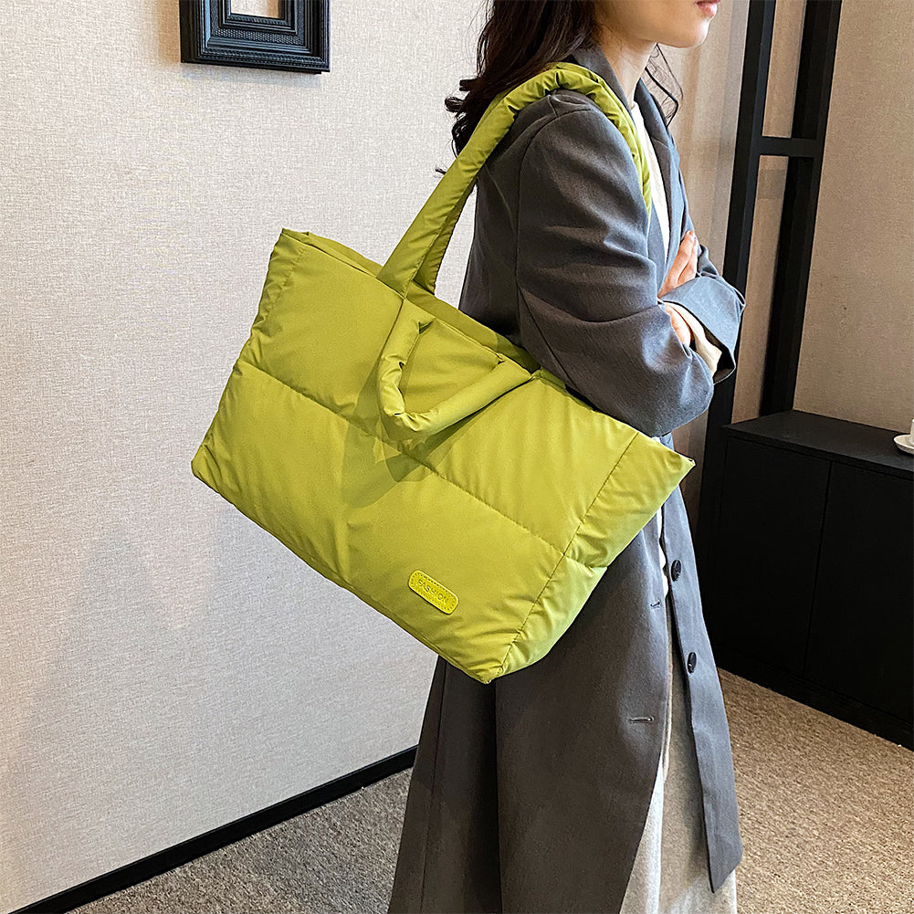 Puffer Quilted Cotton Shoulder Large Tote Bag – Cloud Handbag with Padded Design for Women, Lightweight Casual Shopping Purse for Daily Travel & Essentials