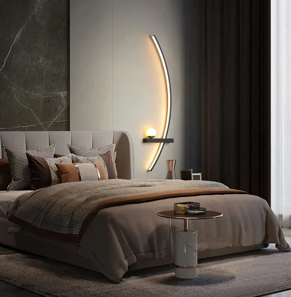 Modern LED Bedside Wall Lamp – Minimalist Art Sconce for Bedrooms, Reading Corners, Hotels and Stylish Contemporary Interior Lighting