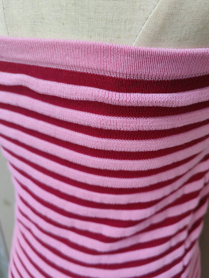Striped Knit Strapless Maxi Dress – Sexy Backless A-Line Summer Gown for Women, Holiday Parties, Vacations and Chic Streetwear Styling