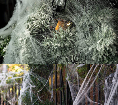 Stretchy Halloween Spider Web – Artificial White Cobweb Decoration for Haunted Houses, Scary Party Scenes, Indoor Displays and Outdoor Spooky Decor