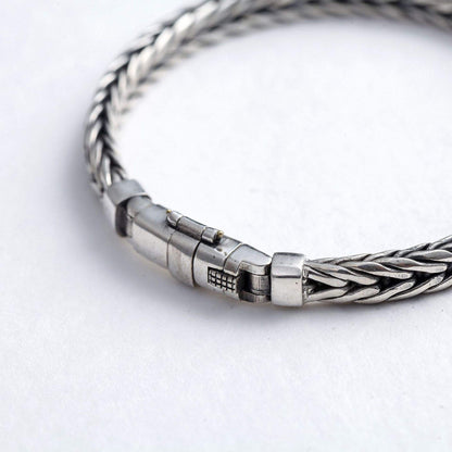 Sterling Silver Handmade Woven Bracelet – Retro Domineering Keel Design Jewelry for Men & Women, Pure S925 Silver Craftsmanship
