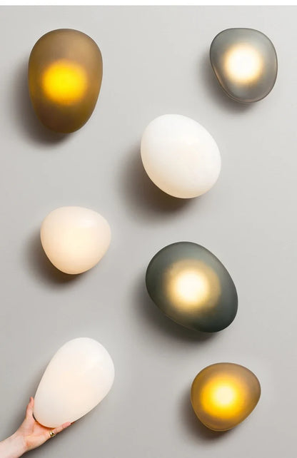 Nordic Pebble Wall Lamp – Creative Designer Shape Sconce for Studies, Bedrooms and Living Rooms with Modern Decorative Ambient Lighting