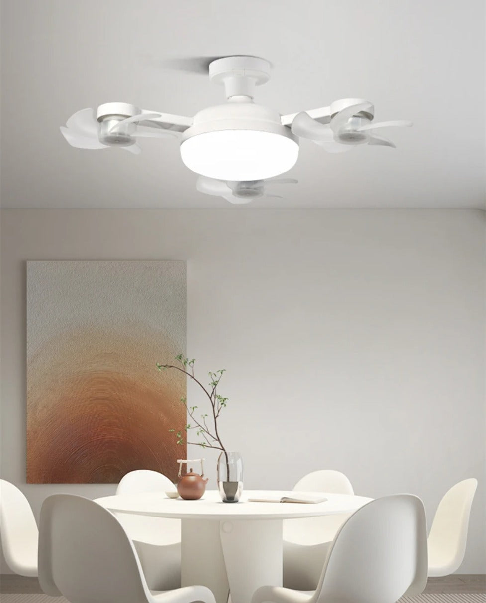 Drone-Style Ceiling Fan Light – 2-in-1 E27 LED Fan Lamp with Remote Control and Three Colors for Home, Dining and Restaurant Spaces