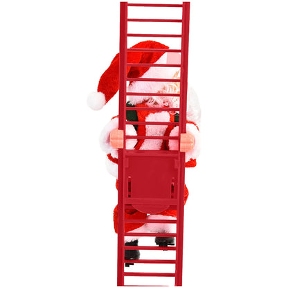 Electric Climbing Ladder Santa Claus - Musical LED Light Christmas Decor Ornament for Trees, Festive Hanging Holiday Decoration for Home & Party Displays
