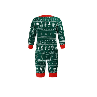 Christmas Family Matching Pajamas – Allover Print Two-Piece Sets for Parents and Kids with Baby Romper, Holiday Sleepwear Ensemble
