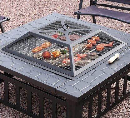 Complete Outdoor BBQ Grill Set – Courtyard Barbecue Grill, Heating Table and Cooking Rack for Family Gatherings, Parties and Backyard Entertaining