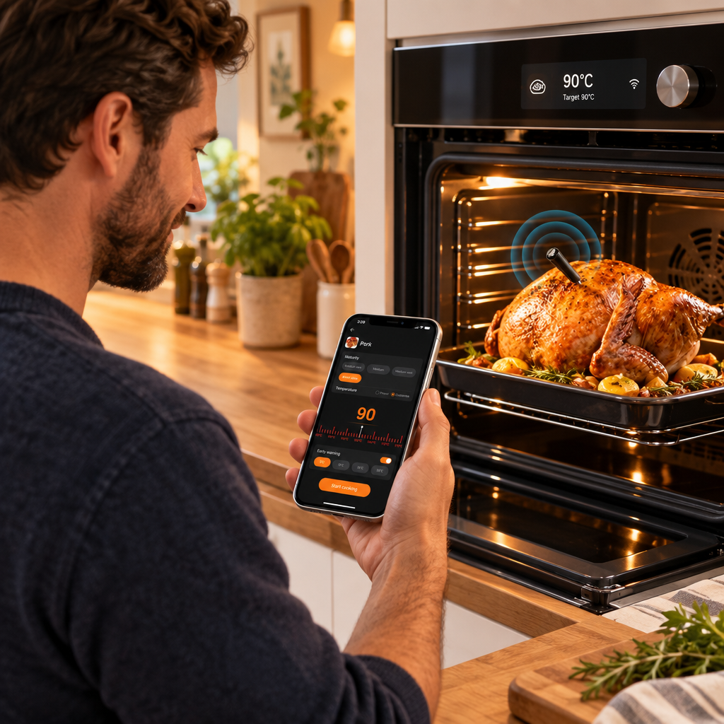 Wireless Bluetooth Meat Thermometer – Precision BBQ Temperature Gauge with Long and Short Probes for Beef, Grilling, Roasting and Everyday Cooking