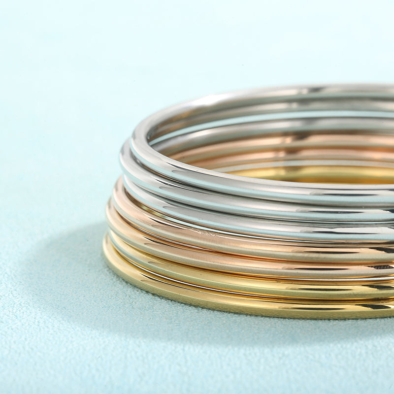 Stainless Steel Bangles for Women - 7pcs Multi-Color French Light Luxury Jewelry Set for Wedding, Gifts or Everyday Elegance