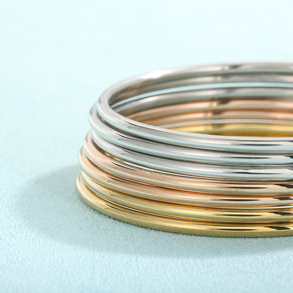 Stainless Steel Bangles for Women - 7pcs Multi-Color French Light Luxury Jewelry Set for Wedding, Gifts or Everyday Elegance