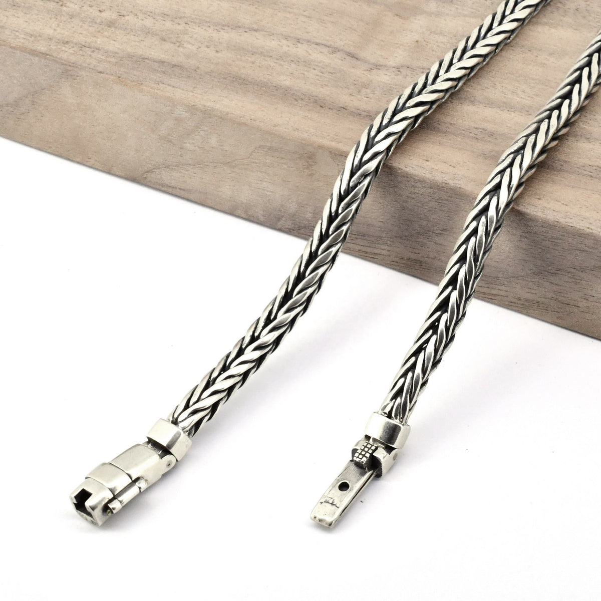 Sterling Silver Handmade Woven Bracelet – Retro Domineering Keel Design Jewelry for Men & Women, Pure S925 Silver Craftsmanship