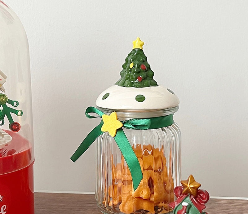 Christmas Glass Sealing Jar – Cute Santa Candy Storage Bottle for Snacks, Cookies & Holiday Treats, Decorative Kitchen Container for Xmas & New Year