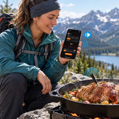 Wireless Bluetooth Meat Thermometer – Precision BBQ Temperature Gauge with Long and Short Probes for Beef, Grilling, Roasting and Everyday Cooking