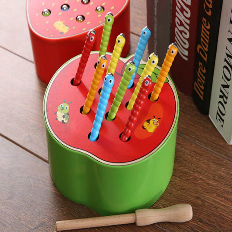Wooden Fruit Catch Worm Game – Interactive Kids Toy for Fine Motor Skills, Hand-Eye Coordination, Pretend Play and Early Learning