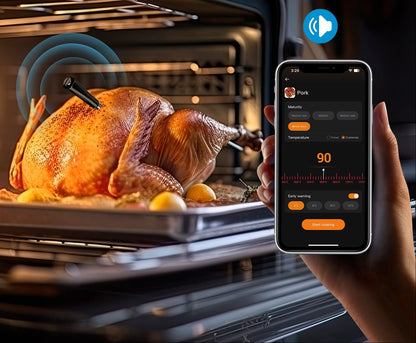 Wireless Bluetooth Meat Thermometer – Precision BBQ Temperature Gauge with Long and Short Probes for Beef, Grilling, Roasting and Everyday Cooking