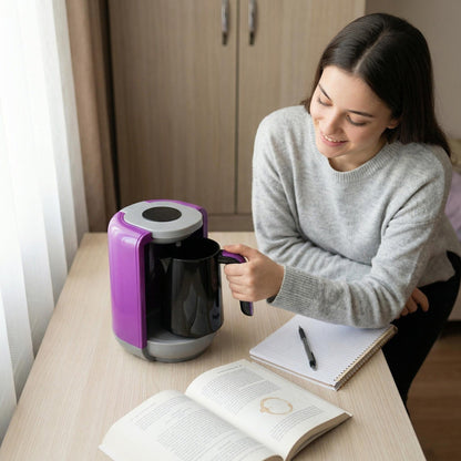 Automatic Turkish Coffee Maker – Electric Portable Mocha Coffee Machine and Hot Milk Pot for Rich Brews, Quick Heating and Home Use